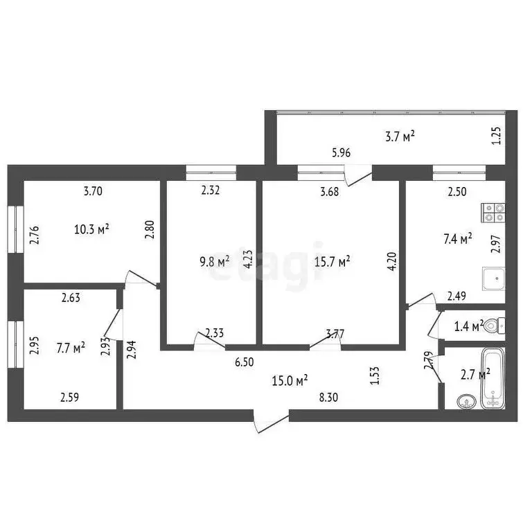 4-комнатная квартира: Стерлитамак, Вокзальная улица, 15 (70 м) - Фото 1