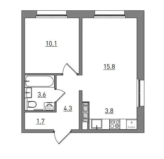 2-комнатная квартира: Киров, Чистопрудненская улица, 13А (39.3 м) - Фото 1