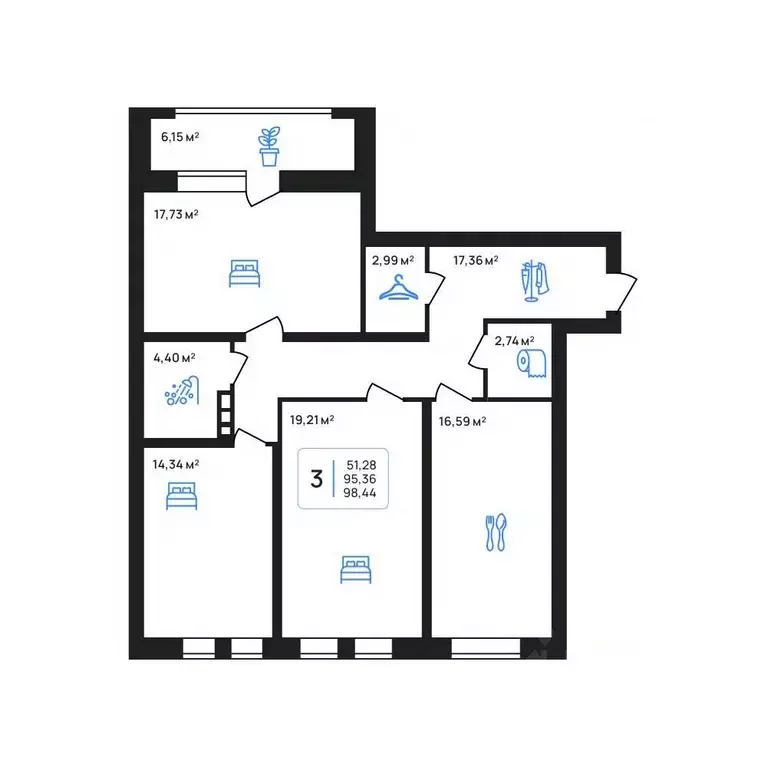 3-к кв. Липецкая область, Липецк Авторский жилрайон,  (98.44 м) - Фото 1