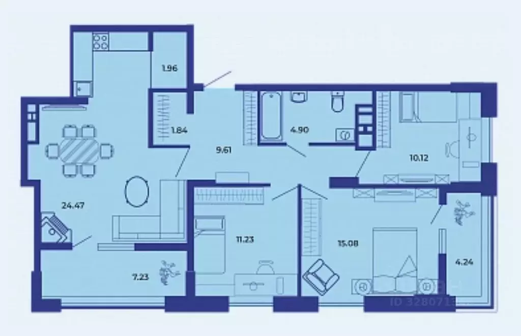 3-к кв. Брянская область, Брянск ул. Комарова, 47 (90.7 м) - Фото 1