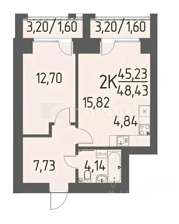 2-к кв. Томская область, Томский район, д. Кисловка, Левобережный мкр ... - Фото 2