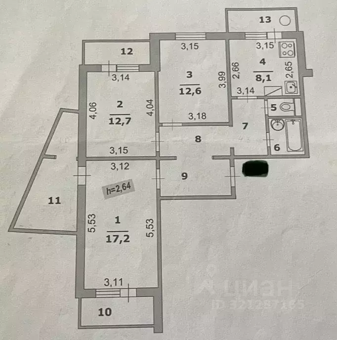 3-к кв. Белгородская область, Белгород ул. Есенина, 46а (68.3 м) - Фото 0