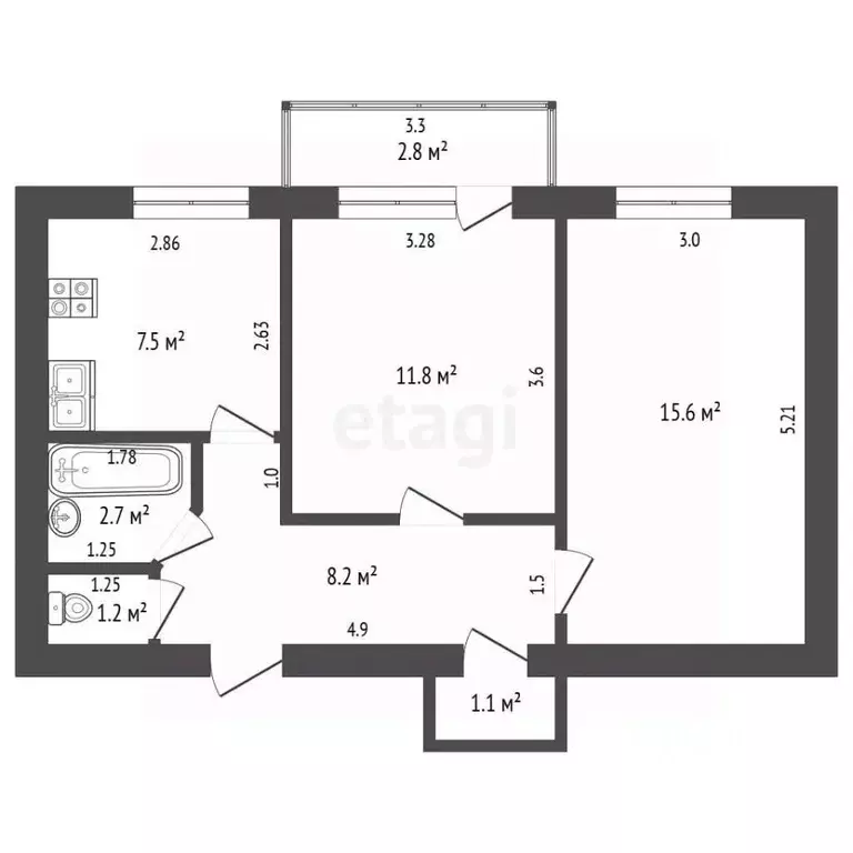 2-к кв. Самарская область, Самара Подшипниковая ул., 15 (54.0 м) - Фото 2