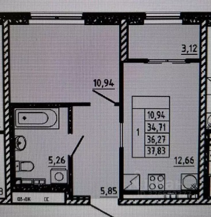 1-к кв. Свердловская область, Екатеринбург ул. Походная, 14 (38.0 м) - Фото 1