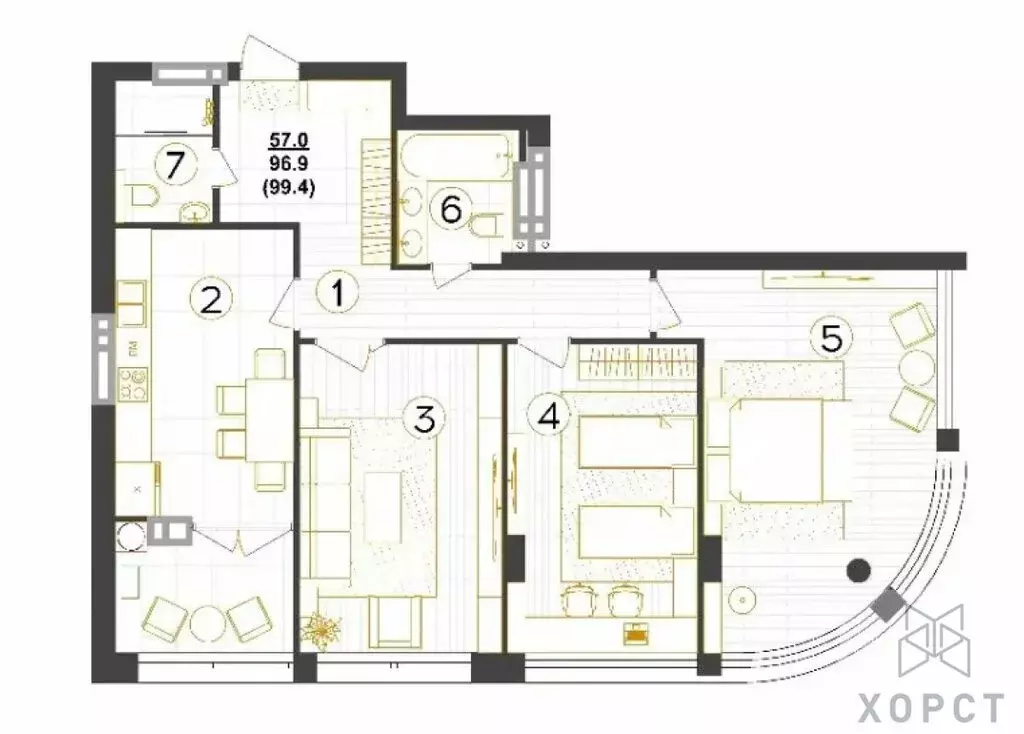 3-комнатная квартира: Ставрополь, Ленинский район, микрорайон № 2, ... - Фото 1