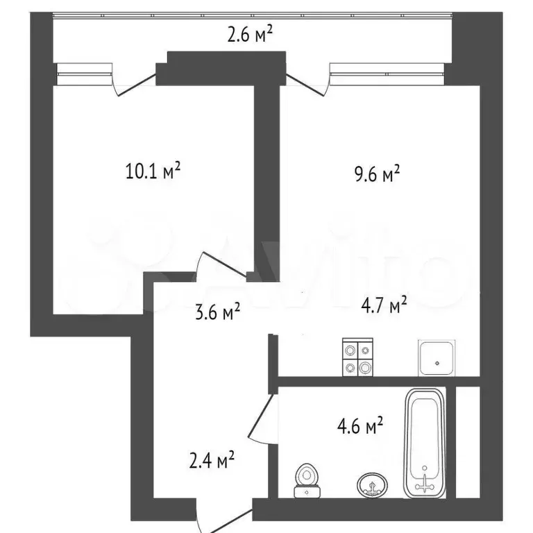 1-к. квартира, 35 м, 4/9 эт. - Фото 0