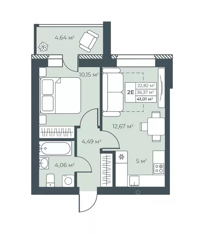 2-к кв. Нижегородская область, Выкса инженера Шухова кв-л,  (41.01 м) - Фото 1