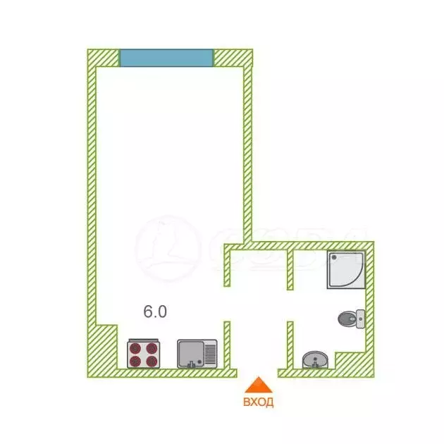 Студия Тюменская область, Тюмень ул. Газовиков, 73к1 (30.0 м) - Фото 1