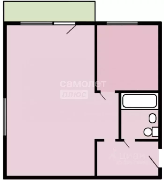 1-к кв. Томская область, Томск Фруктовый пер., 28 (30.2 м) - Фото 1
