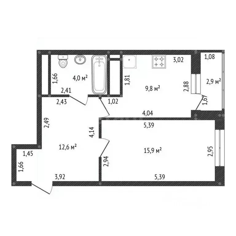1-к кв. Башкортостан, Уфа ул. Дмитрия Купцова, 4 (42.3 м) - Фото 2