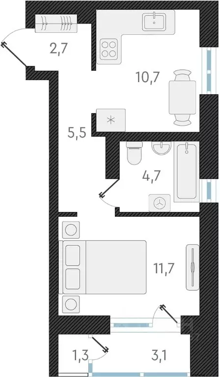 1-к кв. Новосибирская область, Новосибирск ул. Аэропорт, 64 (35.3 м) - Фото 0