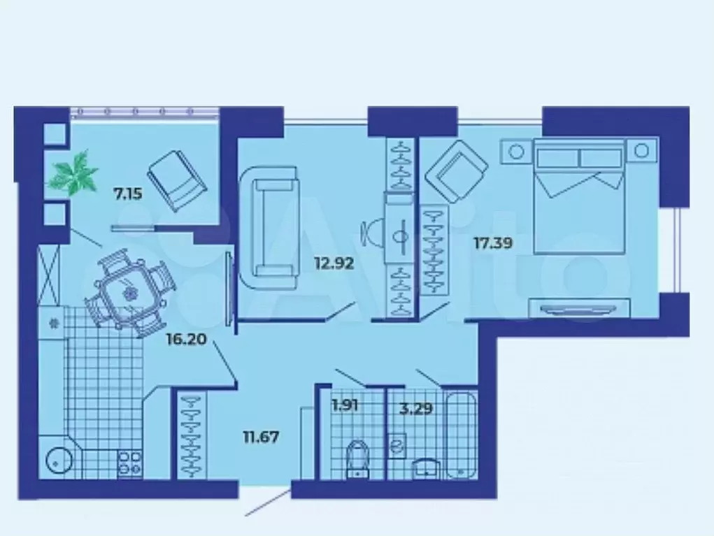 2-к. квартира, 70,5 м, 8/9 эт. - Фото 1