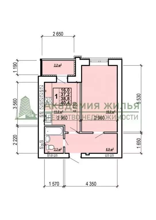 1-комнатная квартира: Энгельс, улица Колотилова, 100 (40.4 м) - Фото 1