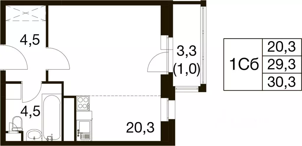 Студия Московская область, Балашиха Гагарина мкр, ул. Проектная, 4 ... - Фото 1