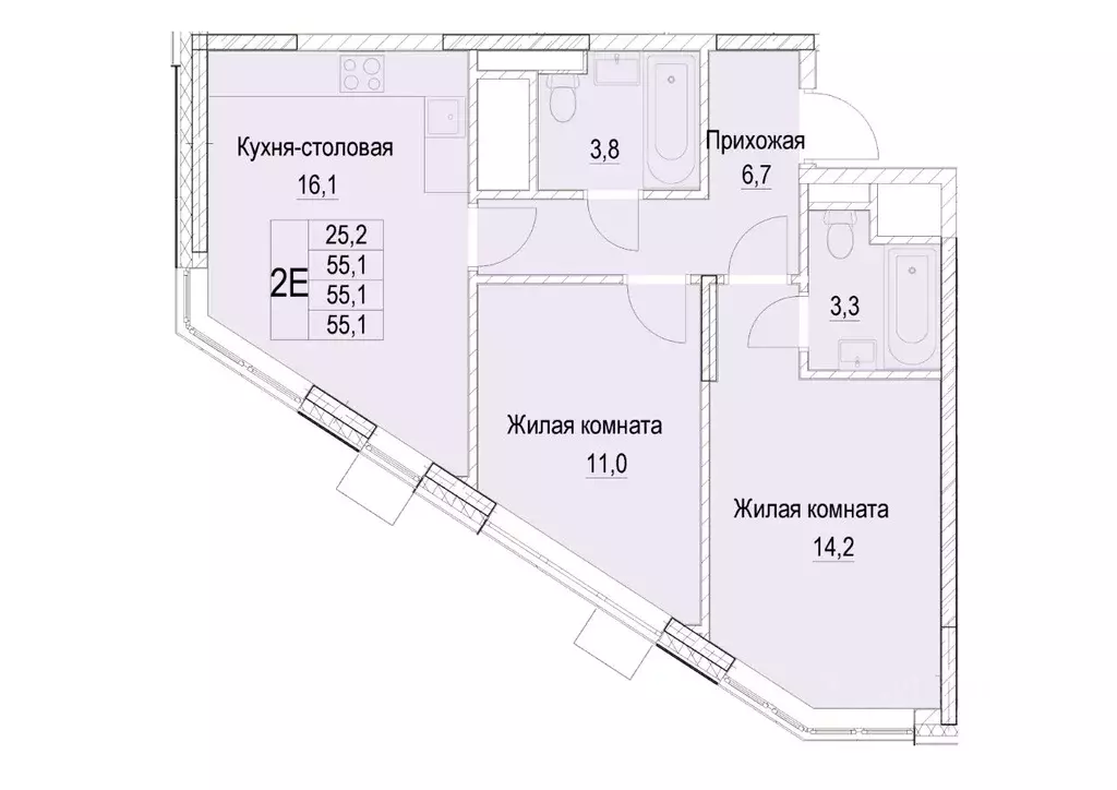 2-к кв. Московская область, Мытищи ул. Академика Каргина, 26А (55.1 м) - Фото 1
