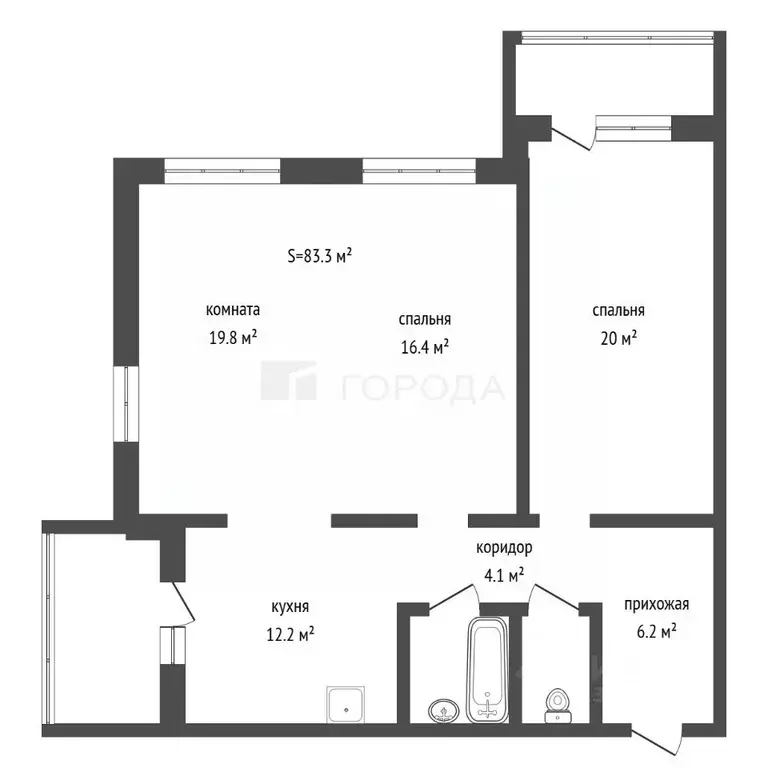 3-к кв. Алтайский край, Барнаул просп. Энергетиков, 24 (83.3 м) - Фото 2