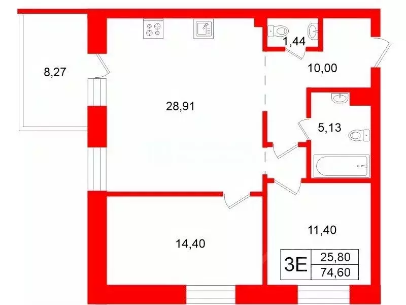 2-к кв. Санкт-Петербург Фермское ш., 12Л (74.0 м) - Фото 2