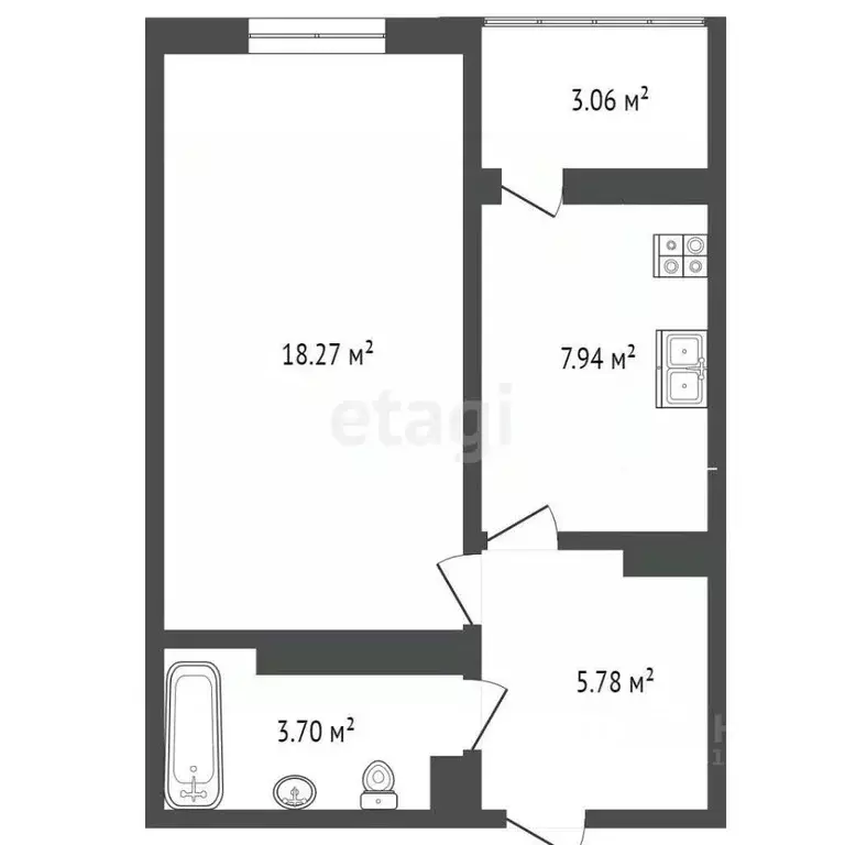 1-к кв. Ростовская область, Аксай ул. Менделеева, 53А (34.0 м) - Фото 2