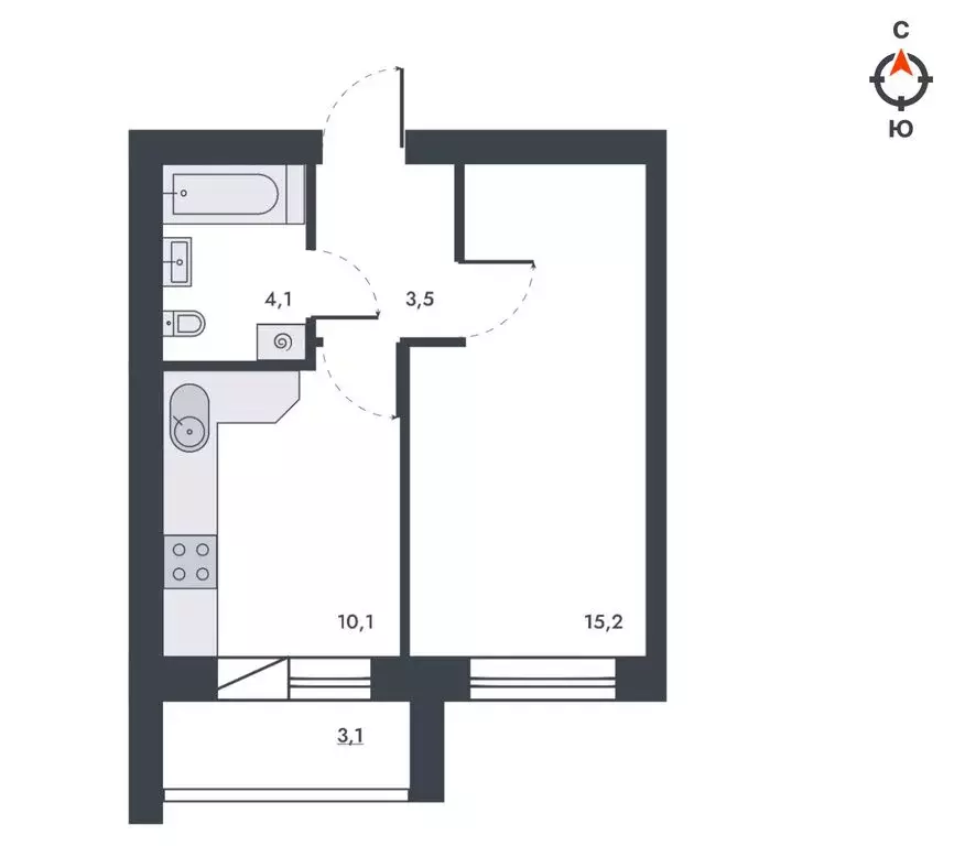 1-комнатная квартира: Киров, улица Капитана Дорофеева, 24 (36 м) - Фото 1