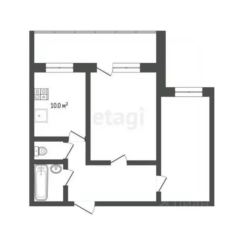 2-к кв. Тюменская область, Тюмень ул. Газовиков, 30 (47.6 м) - Фото 0