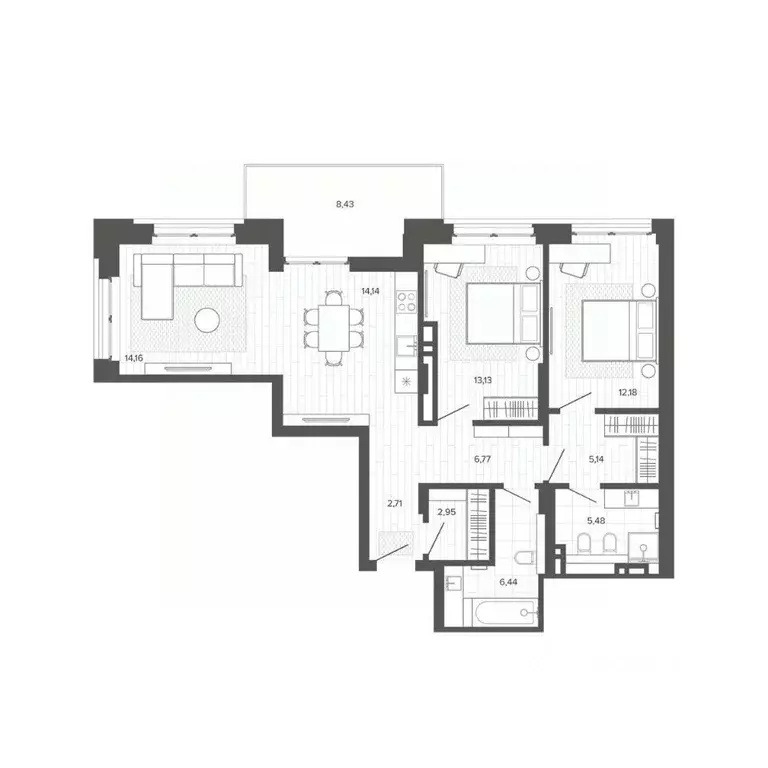 2-к кв. Алтайский край, Барнаул Жилплощадка мкр,  (91.53 м) - Фото 1