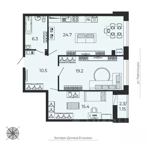 3-к кв. Пермский край, Пермь ул. Революции, 2А (77.05 м) - Фото 0