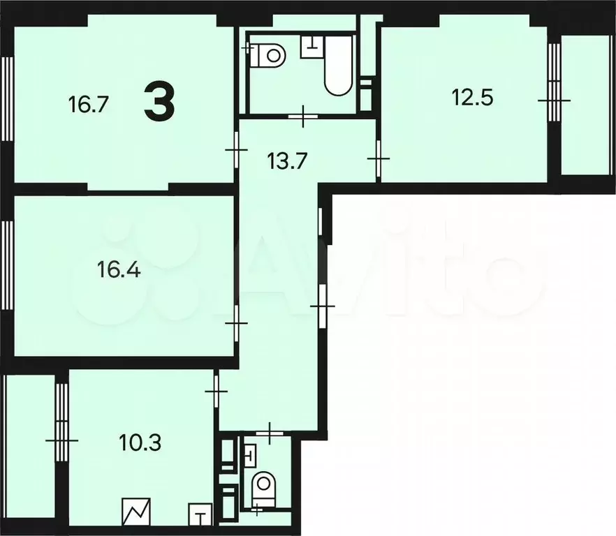Аукцион: 3-к. квартира, 75,2 м, 16/19 эт. - Фото 1