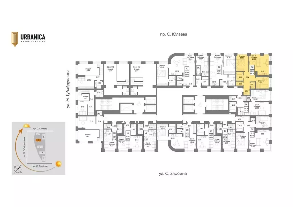 3-комнатная квартира: Уфа, жилой район Зелёная Роща, жилой комплекс ... - Фото 1