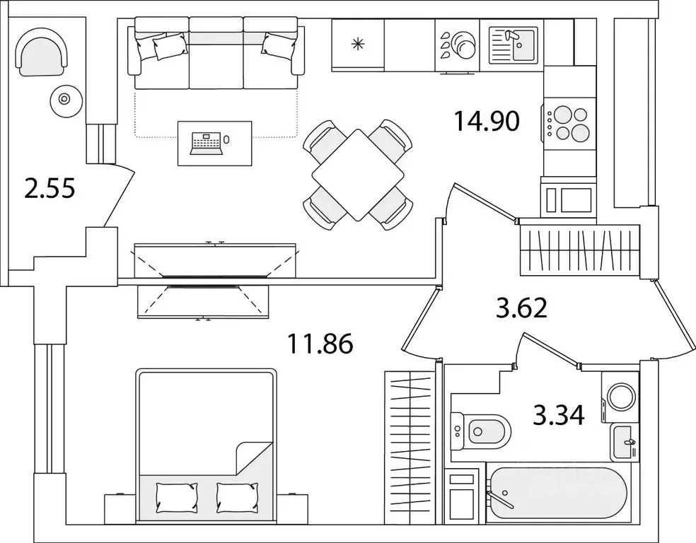 1-к кв. Санкт-Петербург ул. Тамбасова, 5Н (35.0 м) - Фото 0