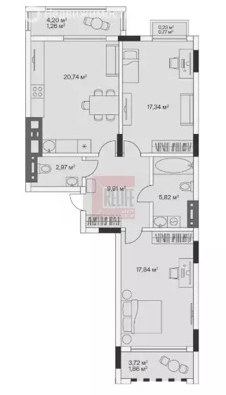 2-комнатная квартира: посёлок Малое Исаково, Первая улица, 1к3 (78.6 ... - Фото 1