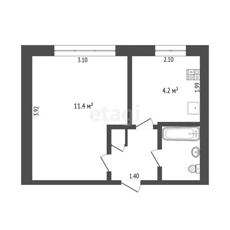 1-комнатная квартира: Тюмень, улица Мельникайте, 80 (20.1 м) - Фото 1