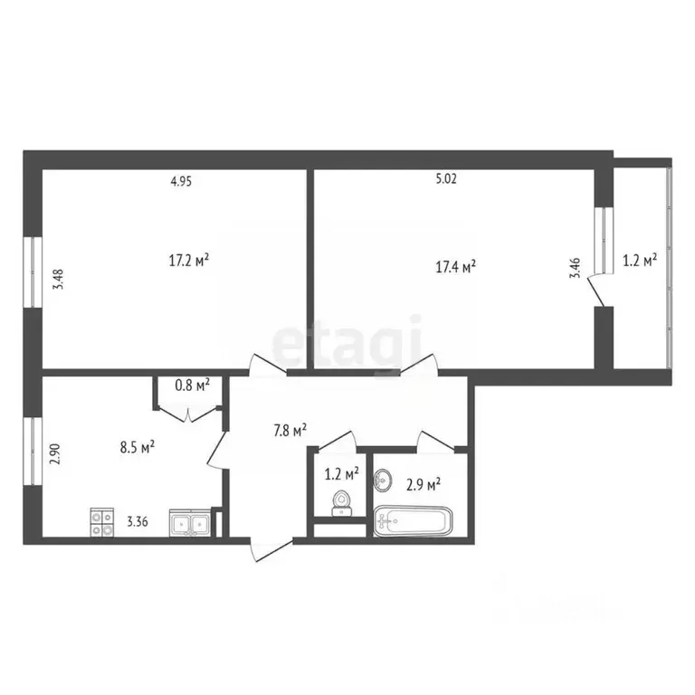 2-к кв. Ямало-Ненецкий АО, Ноябрьск ул. Цоя, 3В (55.8 м) - Фото 1