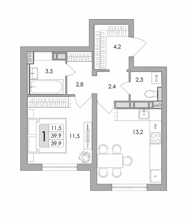 1-к кв. Воронежская область, Воронеж ул. Шишкова, 140Б/16 (39.9 м) - Фото 0