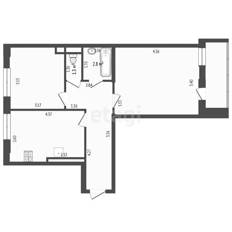 2-комнатная квартира: Тюмень, Обдорская улица, 3 (51 м) - Фото 1