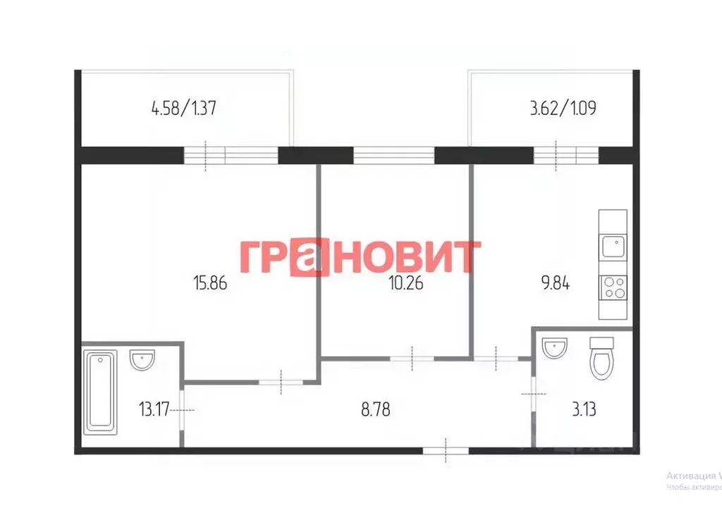 2-к кв. Новосибирская область, Новосибирск Закаменский мкр, 12 (50.3 ... - Фото 1