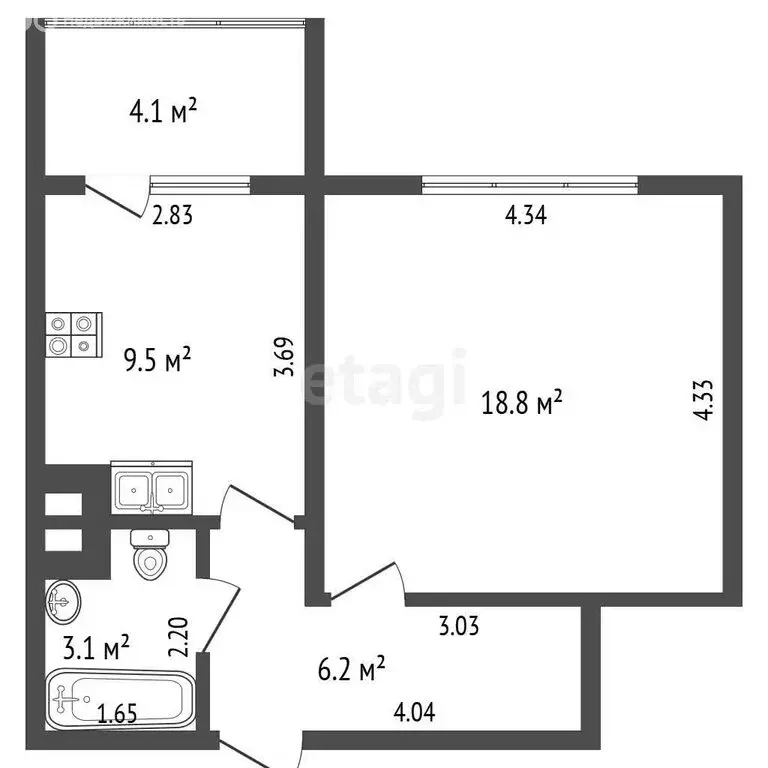 1-комнатная квартира: Калининград, улица Левитана, 60к2 (37.6 м) - Фото 0