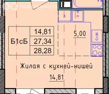 1-комнатная квартира: Ярославль, 2-й Брагинский проезд, 22 (28.28 м) - Фото 1