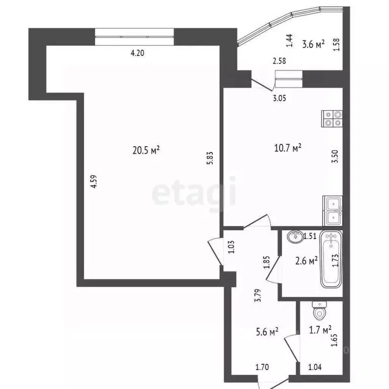 1-к кв. Тюменская область, Тюмень ул. Василия Гольцова, 3 (41.1 м) - Фото 0
