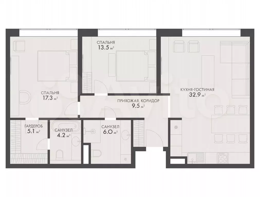 3-к. квартира, 85,9 м, 3/8 эт. - Фото 0