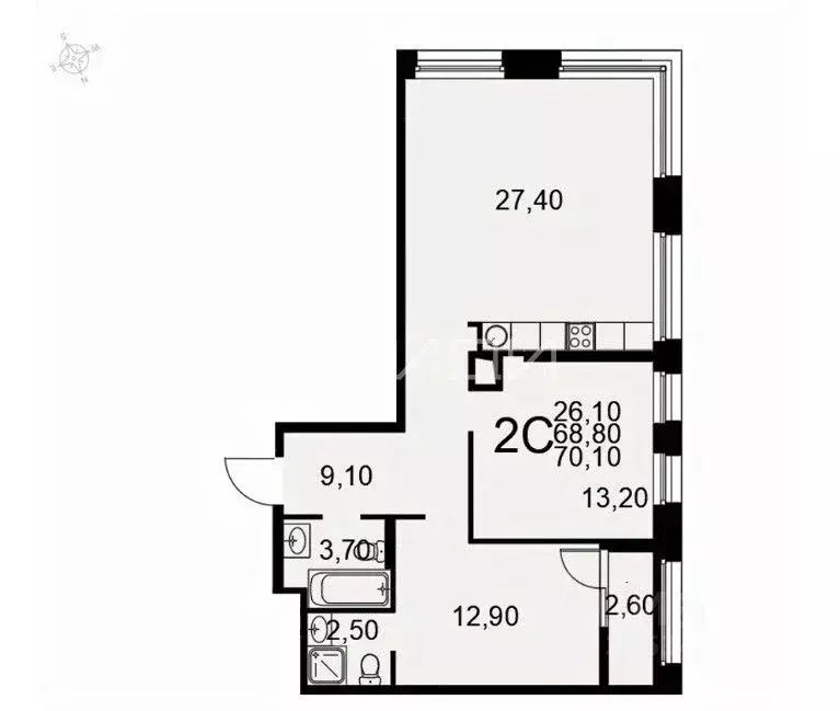 2-к кв. Рязанская область, Рязань Московское ш., 49к1 (70.1 м) - Фото 0