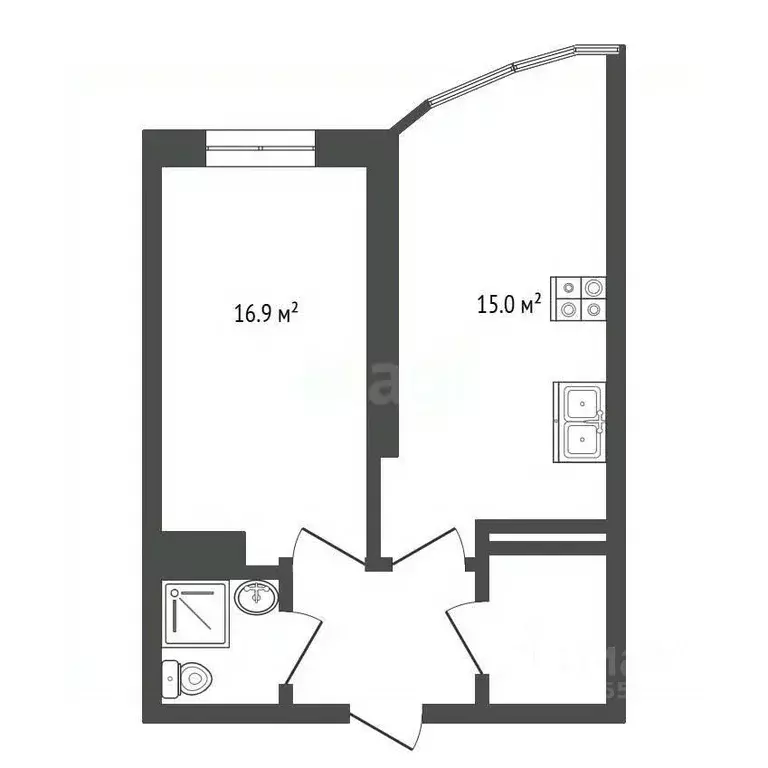 1-к кв. Самарская область, Самара Московское ш., 25 (45.7 м) - Фото 2