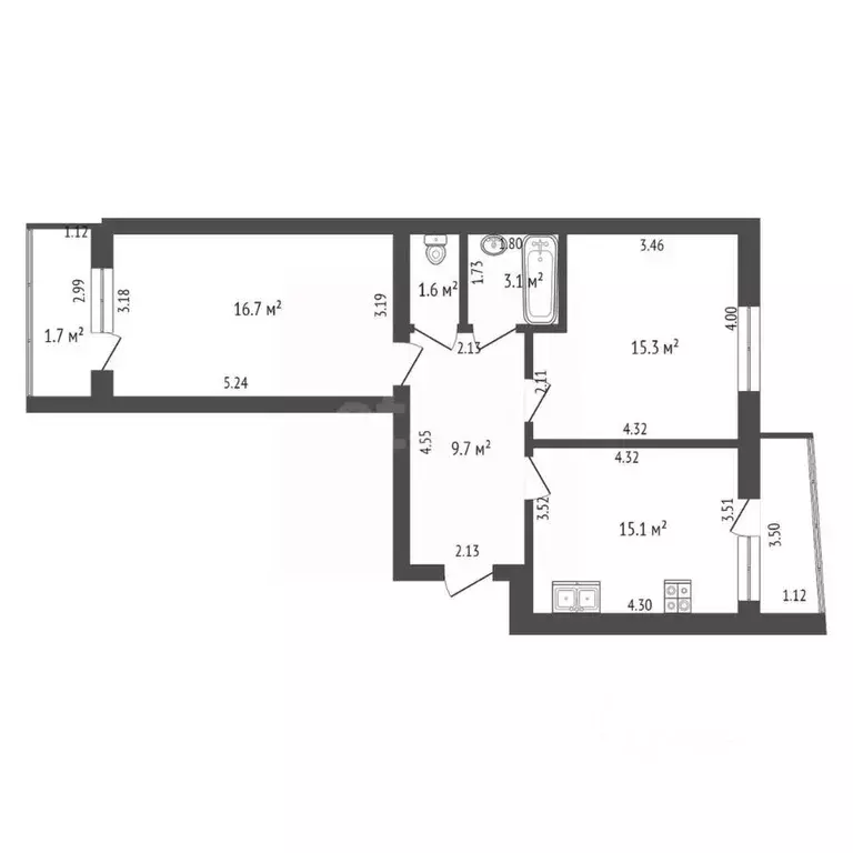 2-к кв. Мордовия, Саранск ул. Гагарина, 92 (61.8 м) - Фото 1