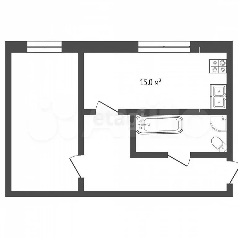1-к. квартира, 44,7 м, 3/4 эт. - Фото 0