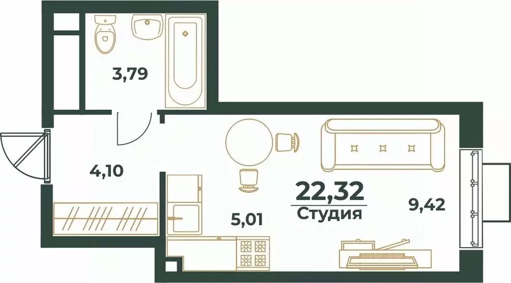 студия хабаровский край, хабаровск южный мкр, ул. малиновского (22.32 . - Фото 0