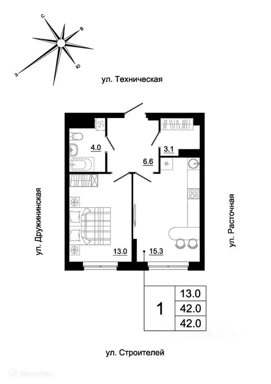 Продаётся 1-к квартира, 40.8 м - Фото 1