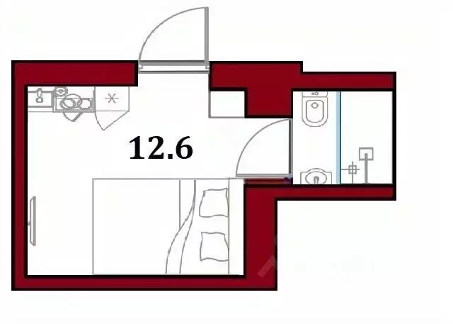 Студия Санкт-Петербург наб. Реки Фонтанки, 185 (12.6 м) - Фото 1