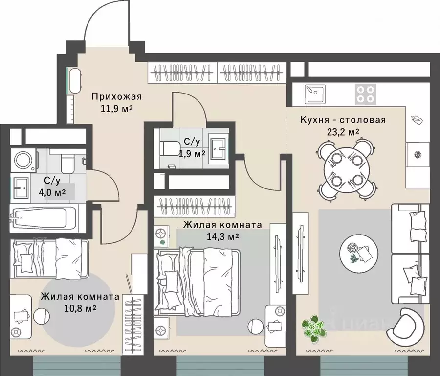 2-к кв. Свердловская область, Екатеринбург Эльмаш жилрайон, Изумрудный ... - Фото 1