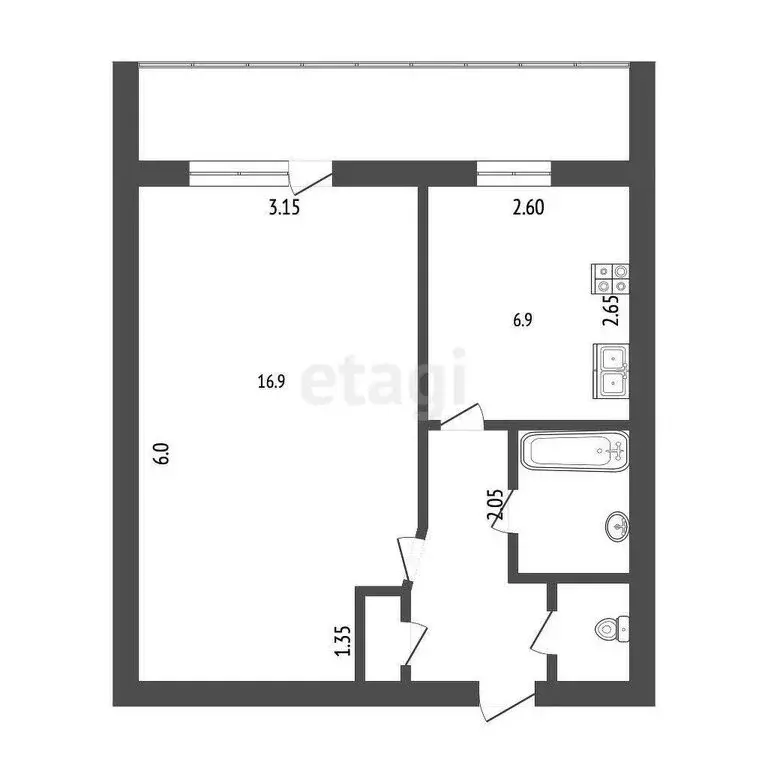 1-комнатная квартира: Саранск, проспект 60 лет Октября, 117 (33.5 м) - Фото 1