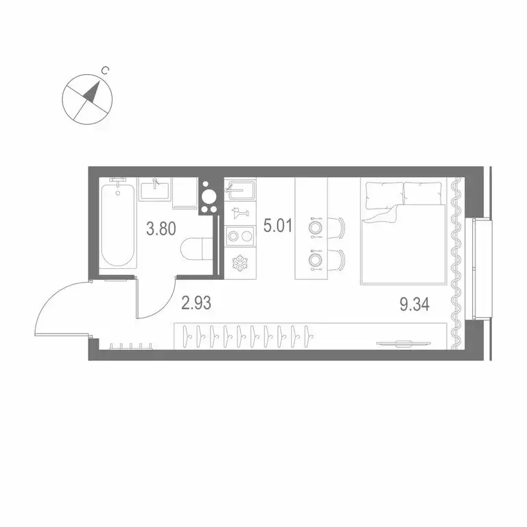 Квартира-студия: Санкт-Петербург, Перевозная улица, 1Е (21.08 м) - Фото 1
