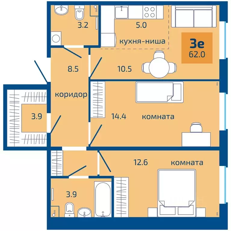 3-к кв. Пермский край, Пермь Вышка II мкр, Патриот жилой комплекс ... - Фото 0